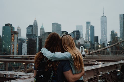 Friends hugging