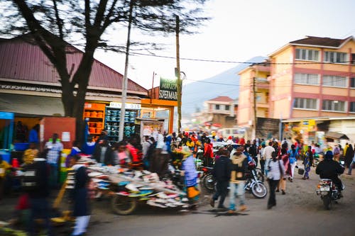 blurred busy street corner in Africa