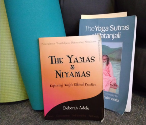 Two books used for the 8 week Yamas and Niyamas Sangha