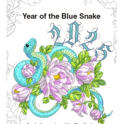 a drawing of blue snake design for the 2025 lunar new year