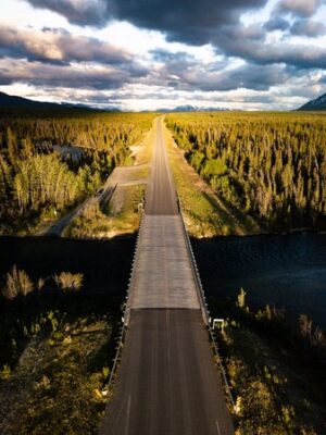 ALCAN highway through rugged wilderness