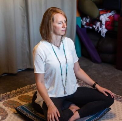Author in meditation a form of inner observance that helps her reduce suffering